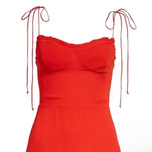 Reformation Louelle Ruffle Tie Shoulder Minidress